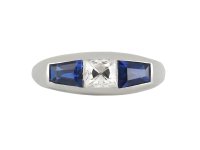 Art Deco diamond and sapphire ring, circa 1935.