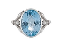 Edwardian aquamarine and diamond ring, circa 1910,hatton garden