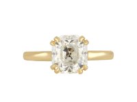 Asscher cut diamond solitaire ring, circa 1950. 