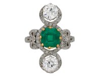 Edwardian emerald diamond crossover ring berganza hatton garden