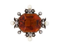 Citrine, pearl & diamond brooch, circa 1860 hatton garden