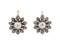 Victorian diamond flower earrings, French hatton garden