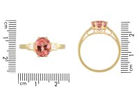 Padparadscha sapphire and diamond flanked solitaire ring hatton garden