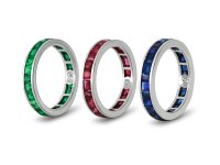 Gubelin sapphire, ruby and emerald eternity rings hatton garden