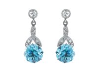 Vintage blue zircon and diamond earrings, hatton garden.