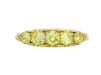 Yellow diamond five stone ring, English, 1916.