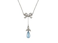 Aquamarine and diamond drop necklace, circa 1910 hatton garden