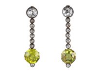 Victorian Sphene and Diamond Drop Earrings, hatton garden