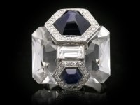 Seaman Schepps sapphire, diamond and rock crystal ring, circa 1940.