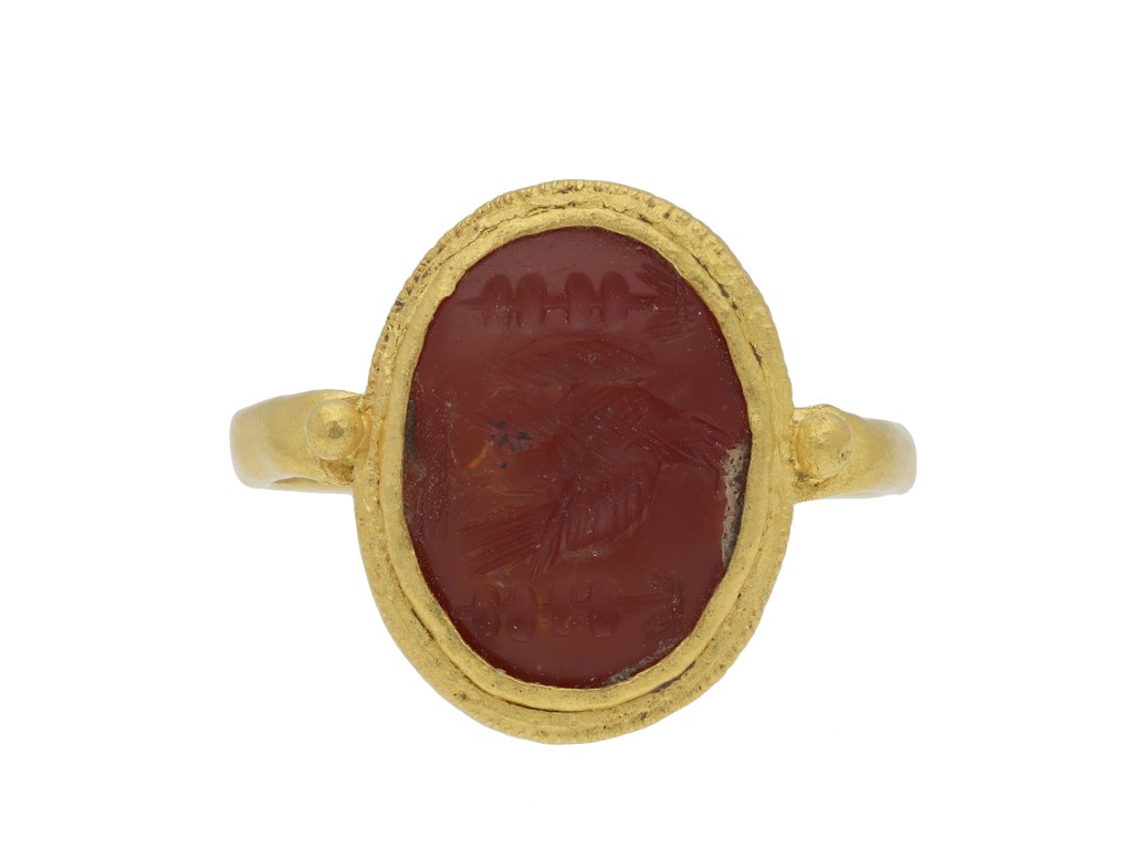 Ancient Roman gold ring with intaglio of imperial eagle 