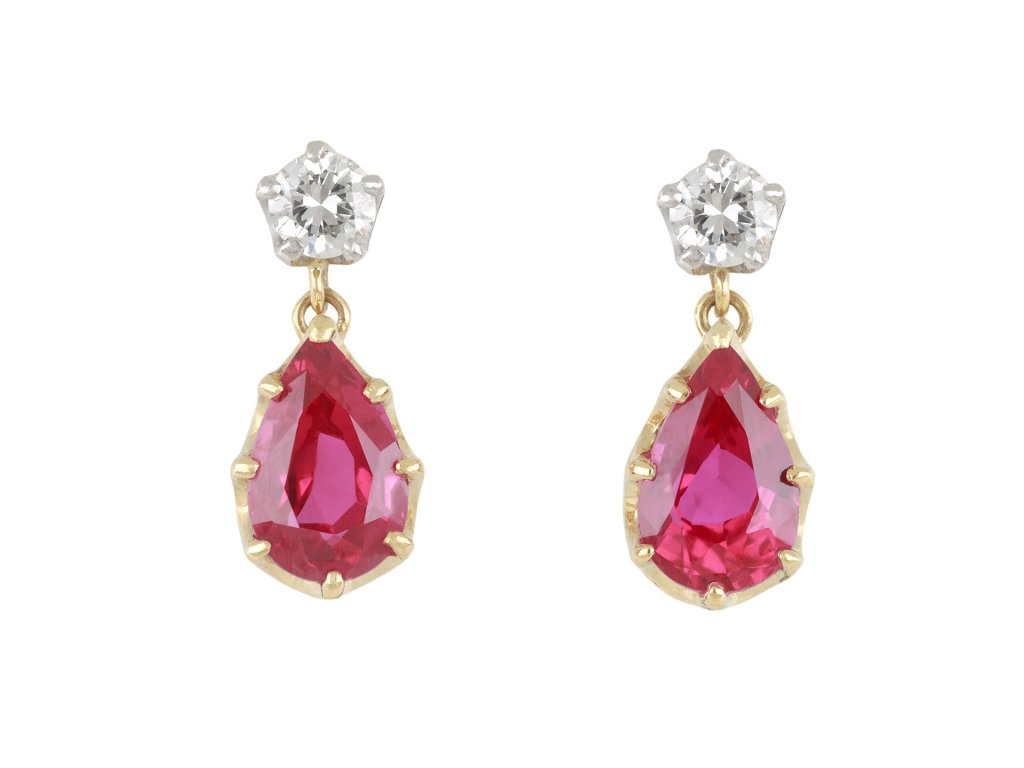 Ruby and diamond earrings.