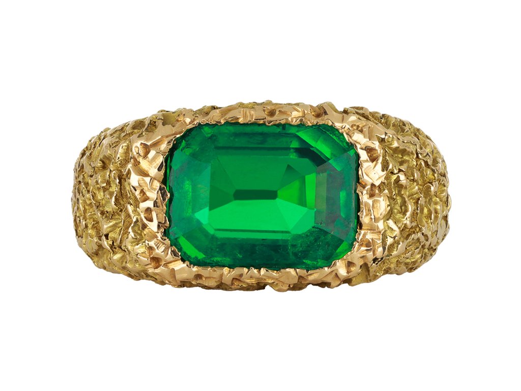 Chaumet Colombian emerald solitaire ring, circa 1965. hatton garden