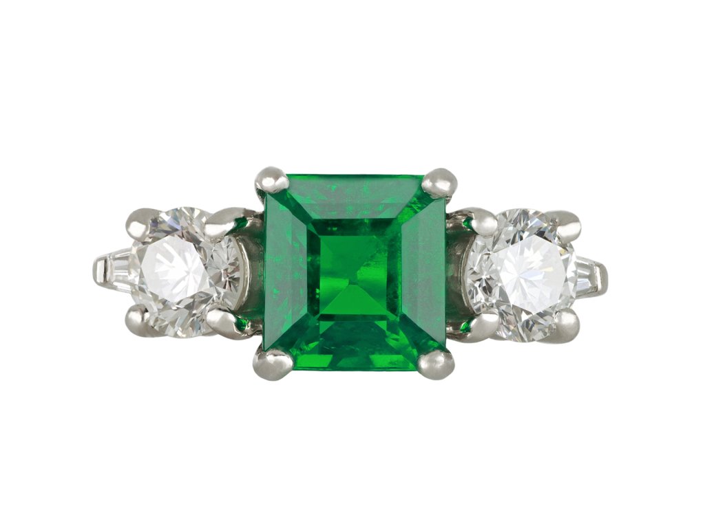 Colombian emerald and diamond ring, American, circa 1960.