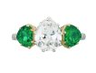 Drop shape old mine diamond and emerald ring. hatton garden