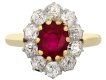 Antique Burmese ruby and diamond coronet cluster ring, circa 1910.