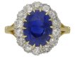 Edwardian Ceylon sapphire and diamond coronet cluster ring, English, circa 1915. 