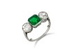 Colombian emerald and diamond three stone ring hatton garden