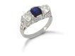 Art Deco sapphire and diamond three stone ring, hatton garden