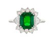 Colombian emerald and diamond cluster ring, French, hatton garden