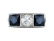 Art Deco diamond and sapphire three stone ring, circa 1920. hatton garden