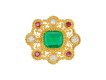 Colombian emerald, diamond and ruby cannetille brooch, circa 1830.