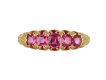 Victorian ruby five stone ring, circa 1900. 