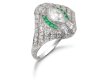 Edwardian diamond and emerald cluster ring, English, circa 1910.