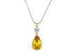 Yellow sapphire and diamond drop necklace, English. hatton garden