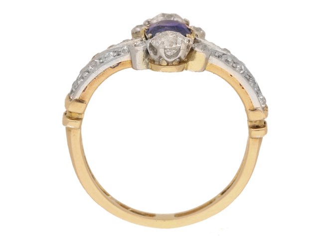 back view Antique sapphire and diamond ring, circa 1905.