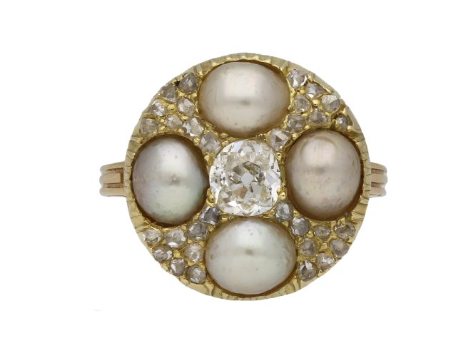 Victorian pearl and diamond cluster ring berganza hatton garden