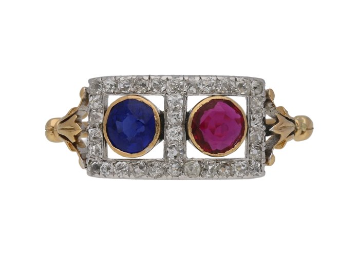 Edwardian sapphire, ruby and diamond ring berganza hatton garden