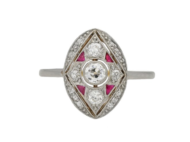 Antique diamond and calibré cut ruby ring berganza hatton garden