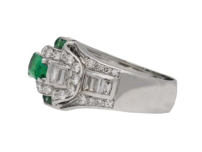 vintage Emerald diamond cocktail ring berganza hatton garden