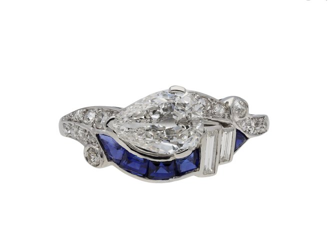 Art Deco diamond and sapphire ring hatton garden