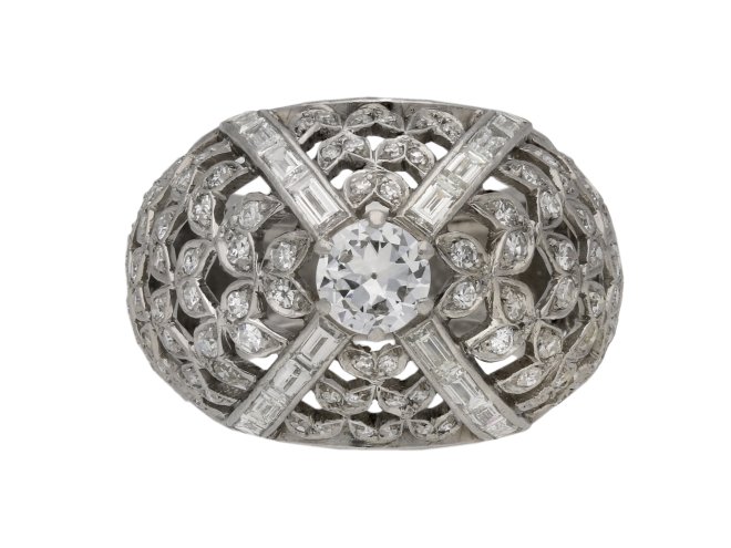 Diamond bombé cocktail ring berganza hatton garden