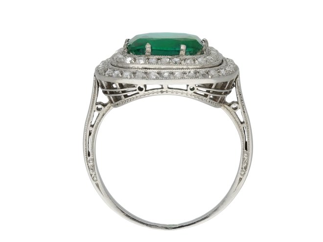 Emerald and diamond cluster ring hatton garden