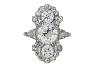 Ornate diamond ring, circa 1915.