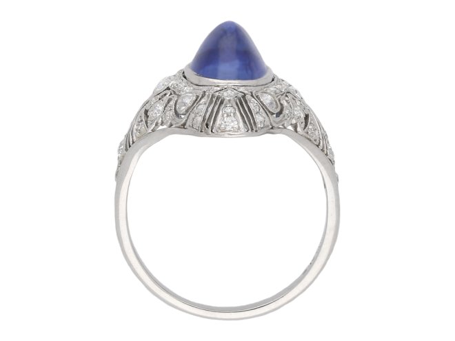 Cabochon Ceylon sapphire diamond ring berganza hatton garden