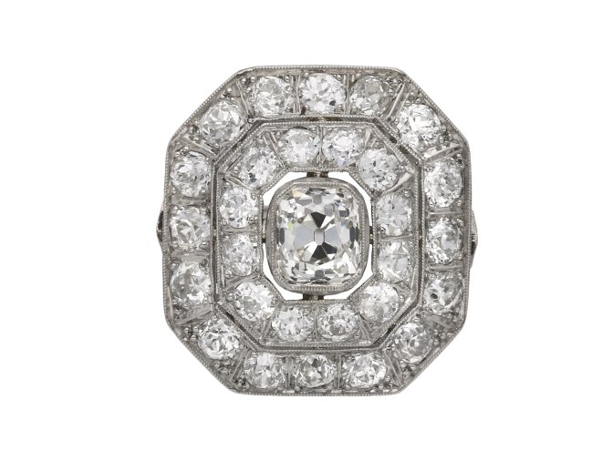 Art Deco diamond cluster ring berganza hatton garden