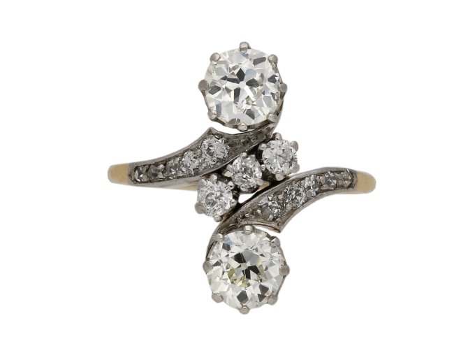 Antique diamond crossover ring berganza hatton garden