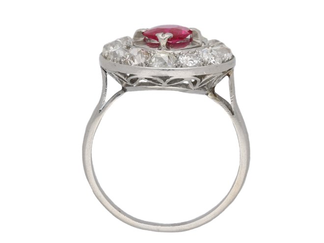 Ruby and diamond coronet cluster ring berganza hatton garden