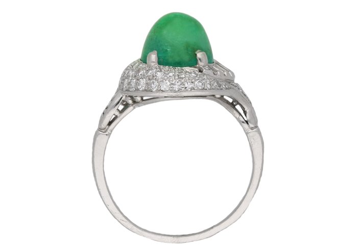 Cabochon Colombian emerald diamond ring berganza hatton garden