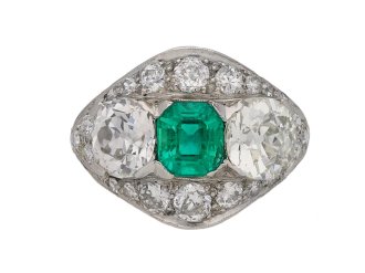 Art Deco Colombian emerald and diamond ring, circa 1920.