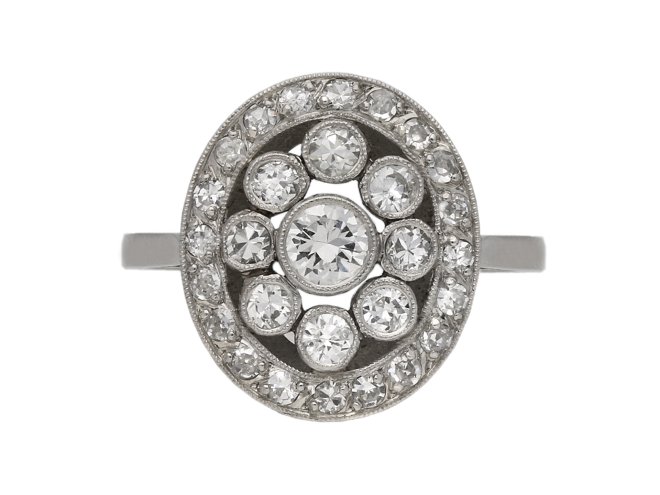 Diamond coronet cluster ring berganza hatton garden