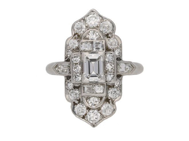 hand art deco diamond cluster ring berganza hatton garden