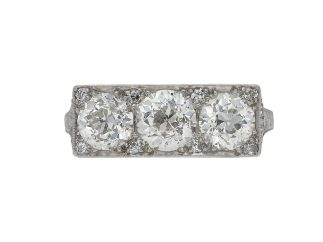 Art Deco three stone diamond ring berganza hatton garden