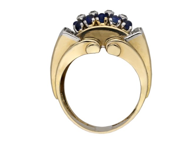 Cabochon sapphire diamond cocktail ring berganza hatton garden