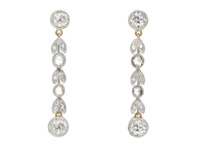 Edwardian diamond drop earrings hatton garden