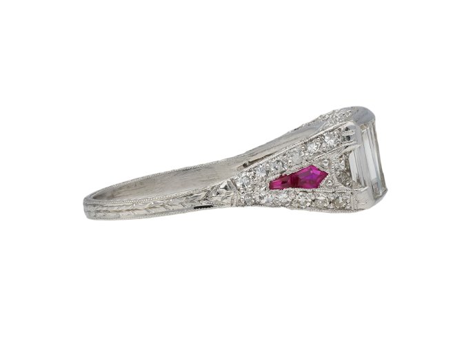 Baguette cut diamond and ruby ring berganza hatton gard