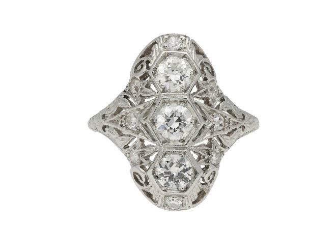 Three stone diamond cluster ring berganza hatton garden